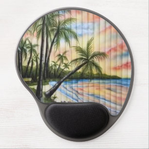 TROPICAL PALM TREES BEACH BLINDS GEL MOUSE PAD