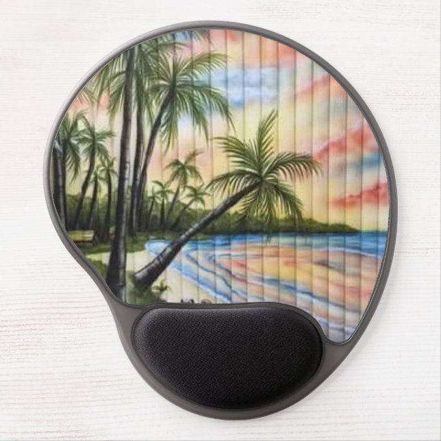 TROPICAL PALM TREES BEACH BLINDS GEL MOUSE PAD (Front)