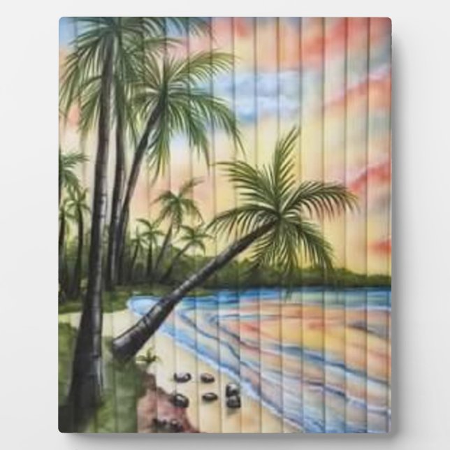 TROPICAL PALM TREES BEACH BLINDS PLAQUE (Front)