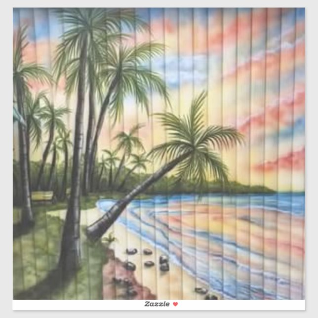 TROPICAL PALM TREES BEACH BLINDS STICKER (Sheet)