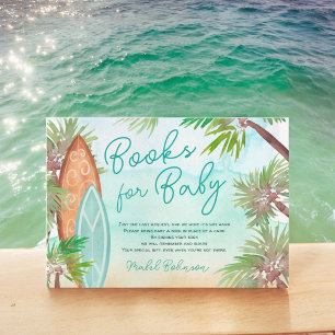 Tropical palm trees beach books for baby shower Enclosure Card