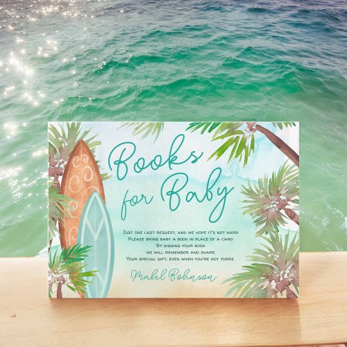  Tropical palm trees beach books for baby shower Enclosure Card