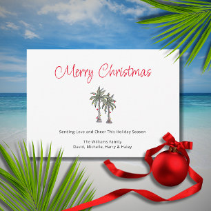 Tropical Palm Trees Beach Christmas Illustration  Holiday Card