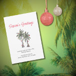 Tropical Palm Trees Beach Christmas Illustration  Holiday Card<br><div class="desc">Tropical Beach Christmas greeting card,  with a palm trees illustration and script typography. With customizable lettering,  you add your own information. A festive way send holiday wishes to friends and family from the tropics.</div>