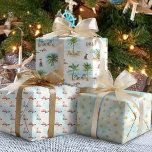Tropical Palm Trees Beach Christmas Wrapping Paper Sheets<br><div class="desc">Add Tropical beach vibes to your holiday gift wrapping with these coastal Christmas wrapping paper sheets. The set includes 3 coordinating patterns: Tropical palm tree beach scenes,  cute flamingos in santa hats,  and tiny starfish scattered with glitter.</div>