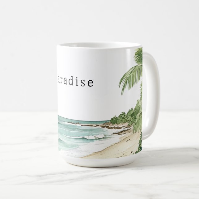 Tropical Palm Trees Beach Coffee Mug (Front Right)