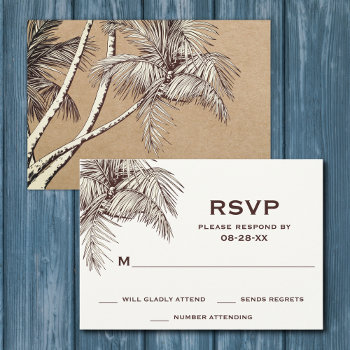 Tropical Palm Trees Beach Destination Wedding Rsvp Card by TheBeachBum at Zazzle