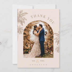 Tropical Palm Trees Beach Destination Wedding Thank You Card