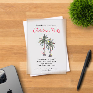 Tropical Palm Trees Beach Holiday Party Christmas Acrylic Invitations