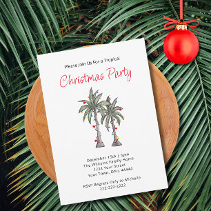 Tropical Palm Trees Beach Holiday Party Christmas Invitation