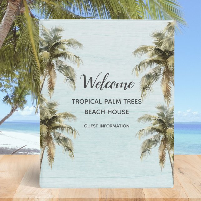 Tropical Palm Trees Beach House Guest Information Mini Binder (Creator Uploaded)