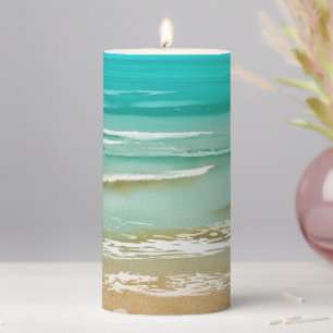 Tropical Palm Trees Beach Island Pillar Candle
