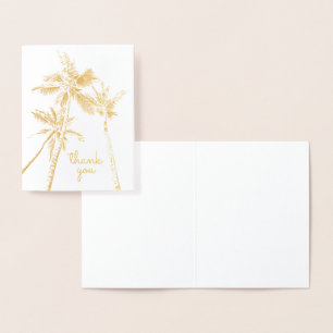 Tropical Palm Trees Beach Modern Thank You Foil Card