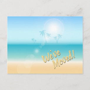 Tropical Palm Trees Beach New Address Announcement Postcard