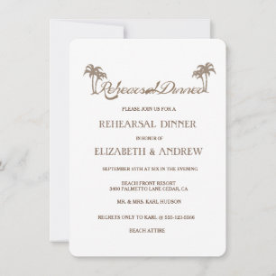 Tropical Palm Trees Beach Rehearsal Dinner Invitation