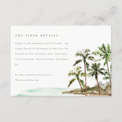 Tropical Palm Trees Beach Sand Wedding Details