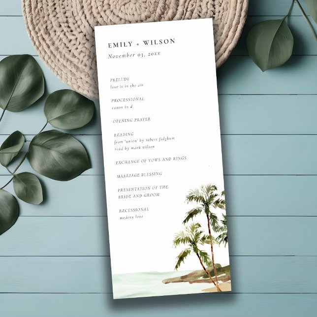 Tropical Palm Trees Beach Sand Wedding Program (Creator Uploaded)