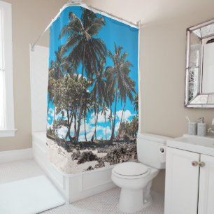 Tropical Palm Trees Beach Shower Curtain