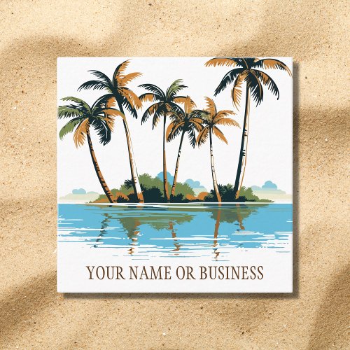 Tropical Palm Trees Beach Square Business Card