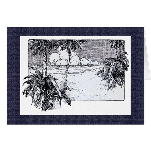 Tropical Palm Trees Beach Vintage Art (Front Horizontal)