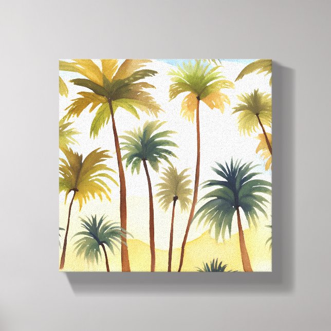 Tropical Palm Trees | Beach Watercolor Painting Canvas Print (Front)