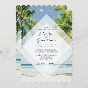 Tropical Palm Trees Beach Wedding Invitations