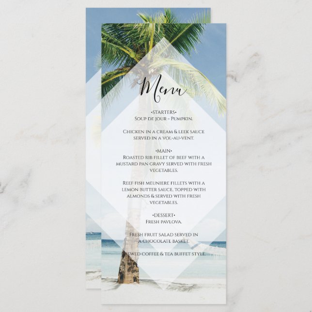 Tropical Palm Trees Beach Wedding  Menu (Front/Back)