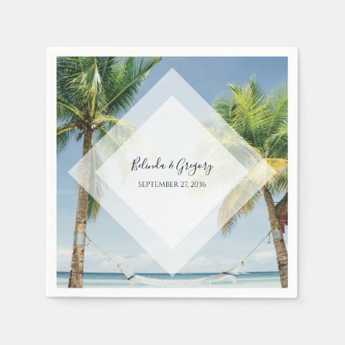 Tropical Palm Trees Beach Wedding   Napkins