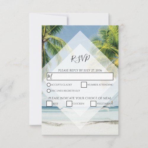 Tropical Palm Trees Beach Wedding RSVP Cards