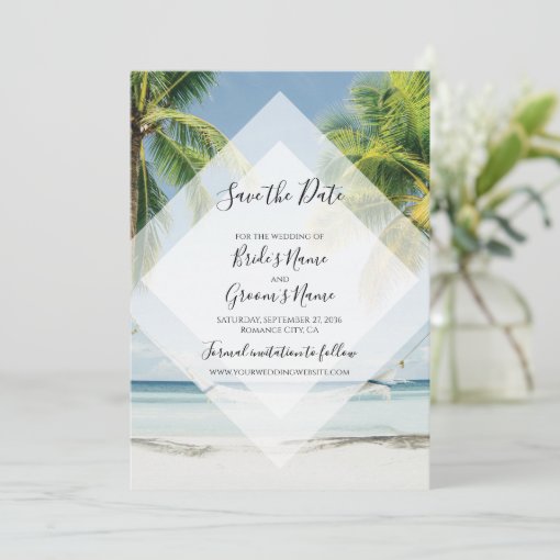 Tropical Palm Trees Beach Wedding Save The Date Zazzle