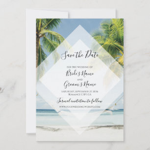 Tropical Palm Trees Beach Wedding Save The Date