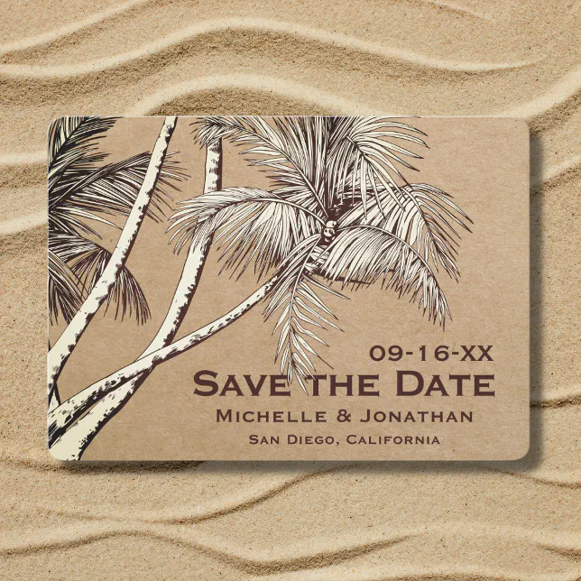 Tropical Palm Trees Beach Wedding Save The Date Zazzle