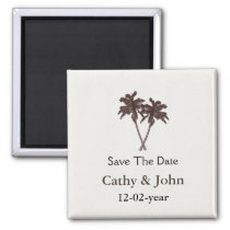 Tropical Palm Trees Beach Wedding Stationery Magnet