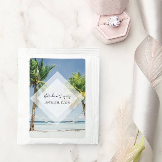 Tropical Palm Trees Beach Wedding Tea Bag Drink Mix (Wedding)
