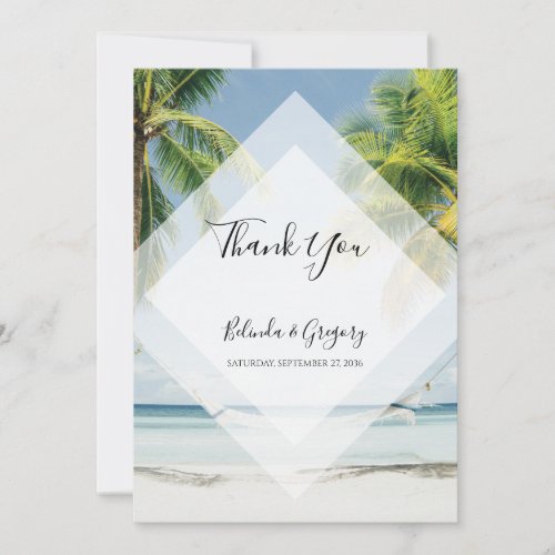 Tropical Palm Trees Beach Wedding Thank You Card