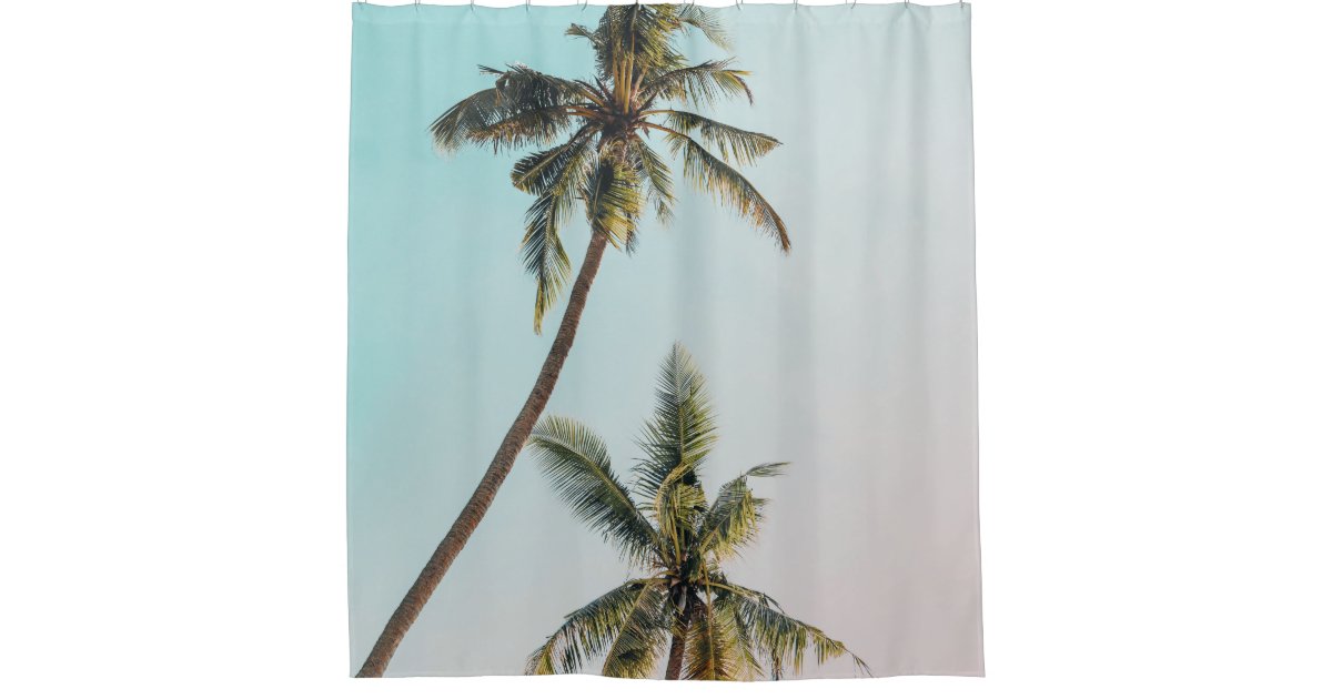 Tropical Palm Trees Beachy Summer Shower Curtain Zazzle Com Tropical Palm Trees Beachy Summer, Palm Tree Shower Curtain