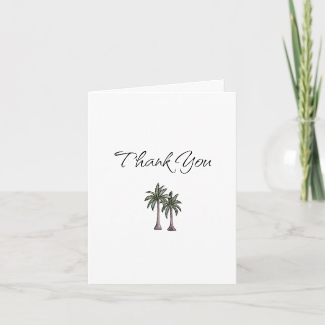 Tropical Palm Trees Birthday Gift Elegant Thank You Card (Front)