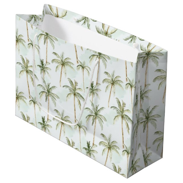 Tropical Palm Trees Birthday Large Gift Bag (Front Angled)