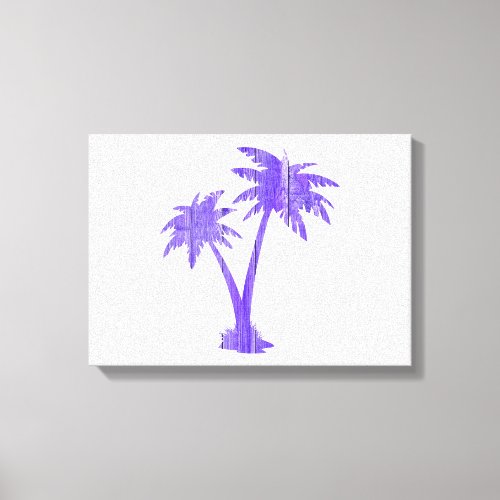 Tropical Palm Trees Black Silhouette Canvas Print