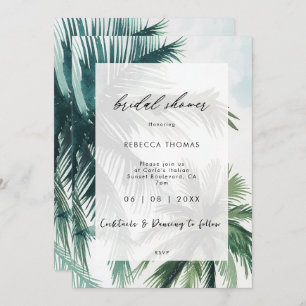 tropical palm trees bridal shower invitation