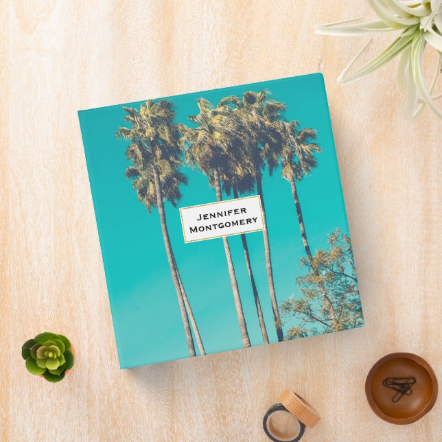 Tropical Palm Trees California Retro 3 Ring Binder (In Situ)