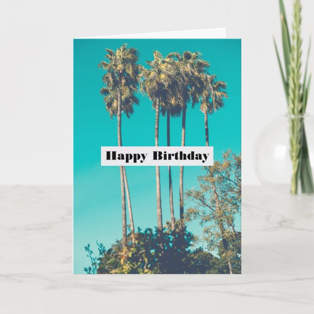 Tropical Palm Trees California Retro Birthday Card (Front)