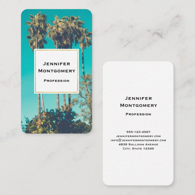 Tropical Palm Trees California Retro Business Card (Front/Back)