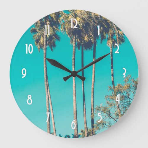 Tropical Palm Trees California Retro Large Clock