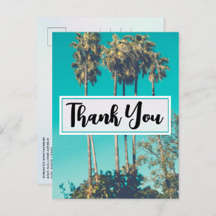 Tropical Palm Trees California Retro Thank You Postcard