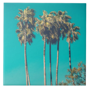 Tropical Palm Trees California Retro Vibe Ceramic Tile