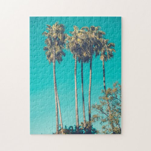 Tropical Palm Trees California Retro Vibe Jigsaw Puzzle