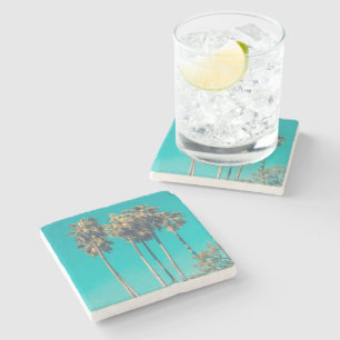 Tropical Palm Trees California Retro Vibe Stone Coaster