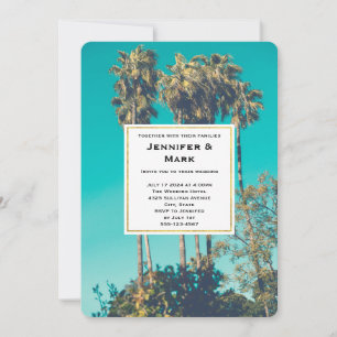 Tropical Palm Trees California Retro Wedding Invitation