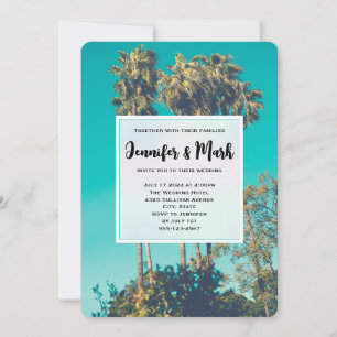 Tropical Palm Trees California Retro Wedding Invitation